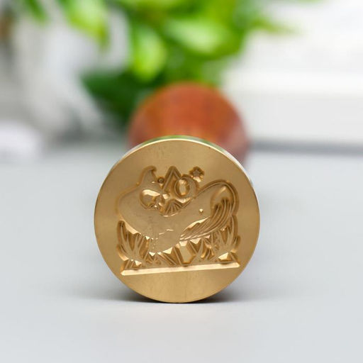 Печать для сургуча с деревянной ручкой «Кит и геометрия» 9×3×3 см