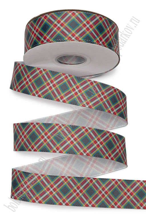 Лента репсовая 2,5 см*25 ярд с рисунком "Клетка" SF-7223, №236