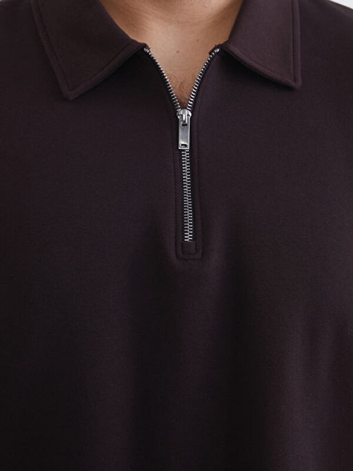 B?y?k Beden Polo Yaka Erkek Sweatshirt