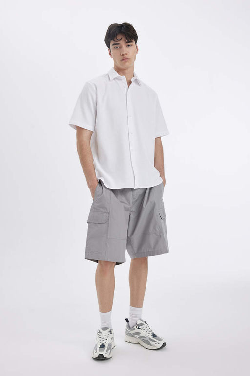 Хлопковая рубашка обычного кроя с короткими рукавами - Defacto фото 2