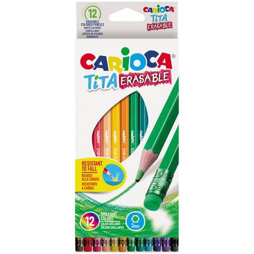 Карандаши Carioca пластиковые стираемые "Tita Erasable" 12цв. (42897)
