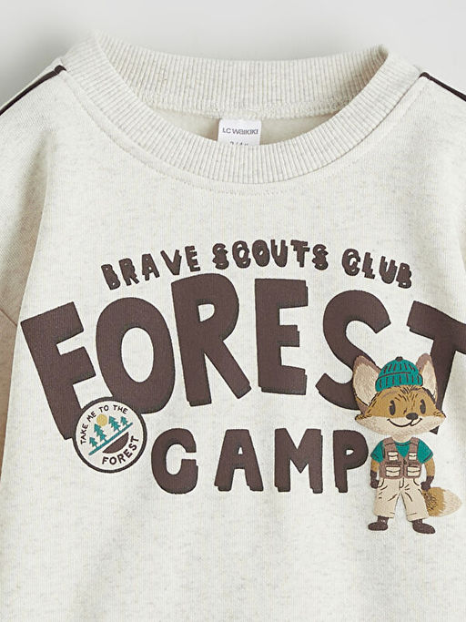 Bask?l? Erkek ?ocuk Kal?n Sweatshirt