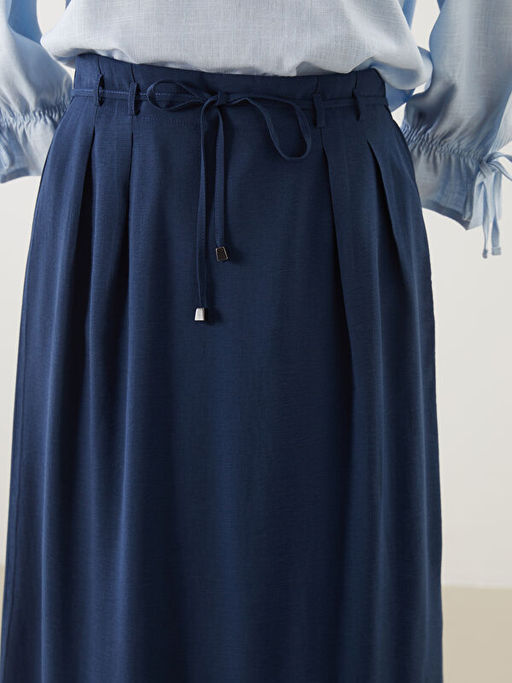 Beli Lastikli Keten G?r?n?ml? Etek