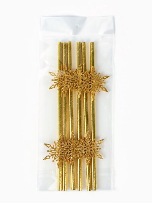 Трубочки для коктейля Снежинки, набор 6 шт.