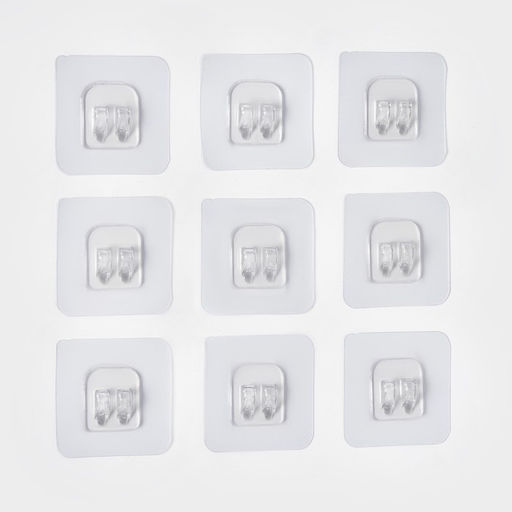 Цена за 3 шт. Крючки для полок самоклеящиеся, 5.6×5.6 см, 10 шт., прозрачная основа