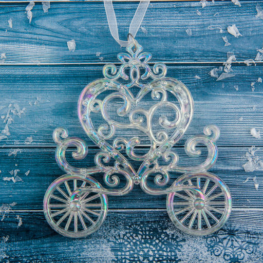 Цена за 2 шт. Ёлочная игрушка Зимнее волшебство. Карета, перелив 1111 см, прозрачный перелив  фото 2