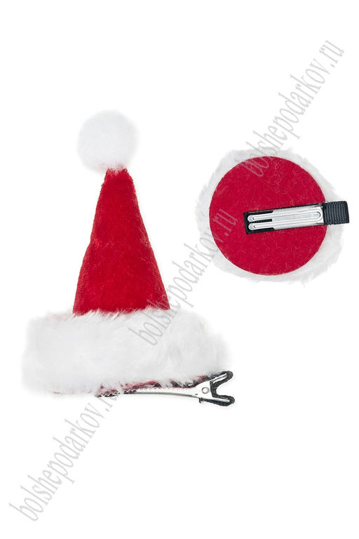 Новогодняя заколка "Колпак" (1 шт) SF-7562, красный №3