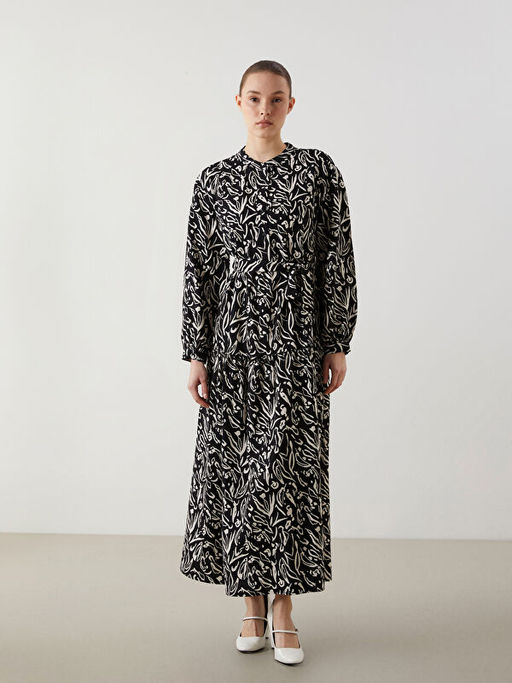 Hakim Yaka Desenli Elbise