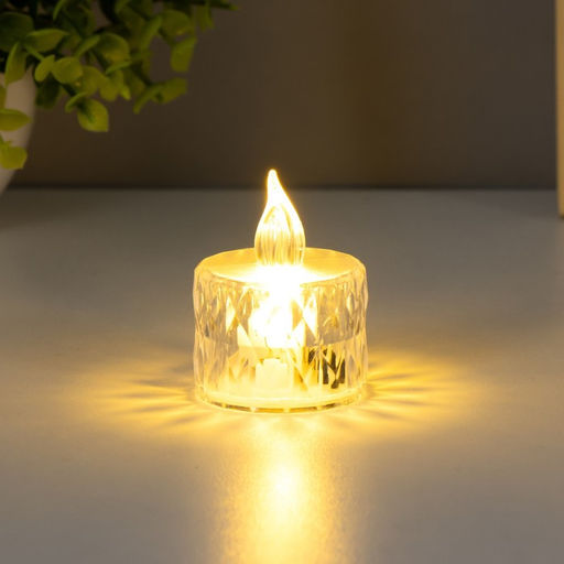 Цена за 3 шт. Светодиодная свеча, ночник LED RISALUX «Малютка», от батареек, прозрачный, 3×LR41, 3.5×3.5×5 см