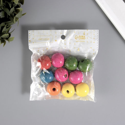 Цена за 2 шт. Бусина дерево «Шарики цветные», набор 10 шт., 2.5×2.5 см