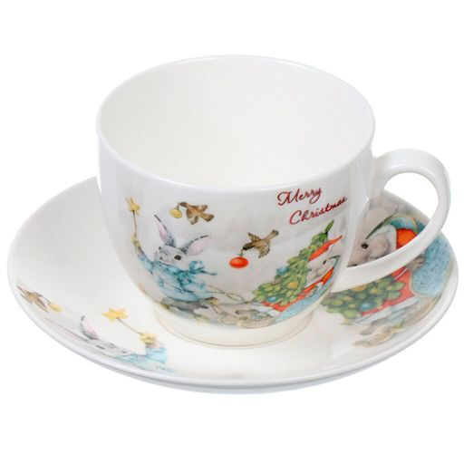 Набор чайный керамика, 2 пр, на 1 персону, 280 мл, Daniks, Зимние забавы, подарочная упак., 419407 #  фото 2