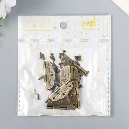 Цена за 3 шт. Петля для шкатулки металл фигурная, под бронзу, набор 6 шт., 1.9×2.8 см