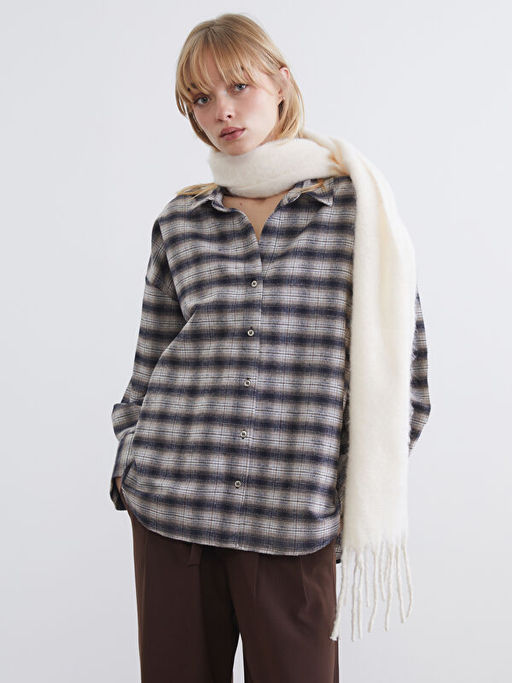 Ekose Oversize Kad?n Oduncu G?mlek