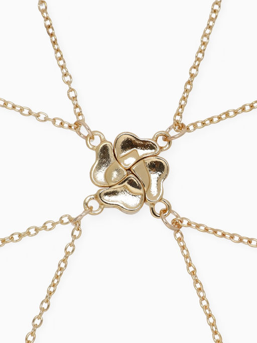 Кулоны парные на цепочке «Неразлучники. 4 сердца», L=55 см, набор 2 шт. на магните, цвет золото