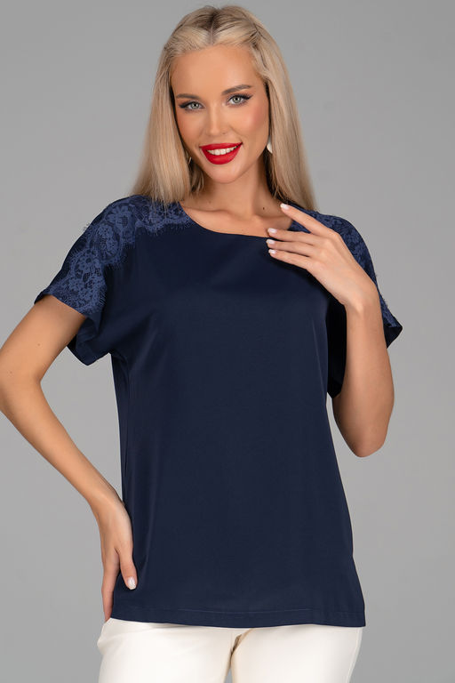 Блузка Келли (кружево/черника) - Эльза фото 5