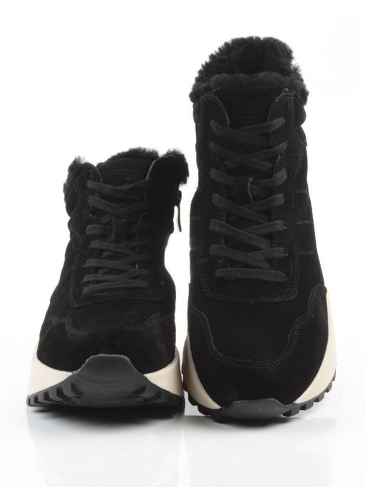 04-PAML08-1Z BLACK Ботинки зимние женские (натуральная замша, 100% шерсть, натуральный мех)