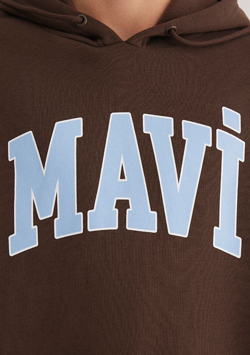 Mavi Logo Bask?l? Kapusonlu Kahverengi Sweatshirt  фото 9