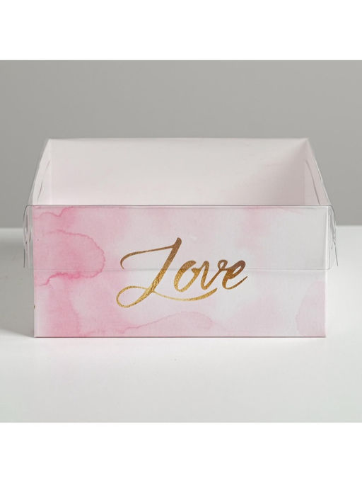 Цена за 5 шт. Коробка для капкейков, кондитерская упаковка, 4 ячейки «Love», 16×16×7.5 см