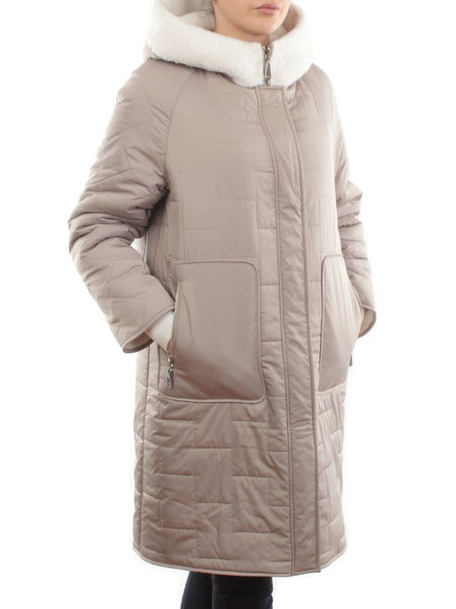 2661 BEIGE Пальто двухстороннее женское еврозима (100 гр. холлофайбер)