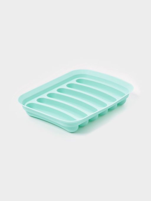 Форма для выпечки и приготовления сосисок Доляна, 6 ячеек, с крышкой, 17.5×13.5.2.8 см, силикон, бирюзовый