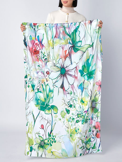 Большой, мягкий, тонкий и очень нежный двусторонний палантин с рисунком - Tantino фото 3