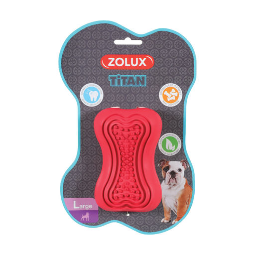 ZOLUX, Игрушка-кормушка "Кость, Титан", красная, резина, 11.5 см, 479108RGE