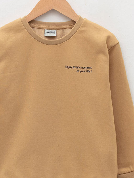 Bisiklet Yaka Bask?l? Uzun Kollu Erkek ?ocuk Sweatshirt - Waikiki фото 3