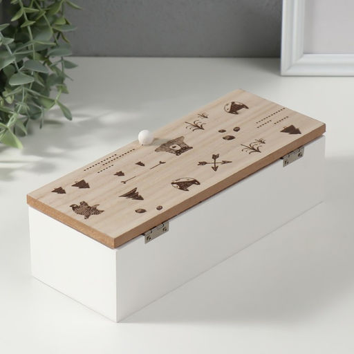 Шкатулка для чая с делениями «Лесные звери», дерево, 23×9×8.3 см