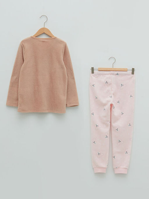 Bisiklet Yaka Nak?? Detayl? Uzun Kollu Polar K?z ?ocuk Pijama Tak?m? - Waikiki фото 2