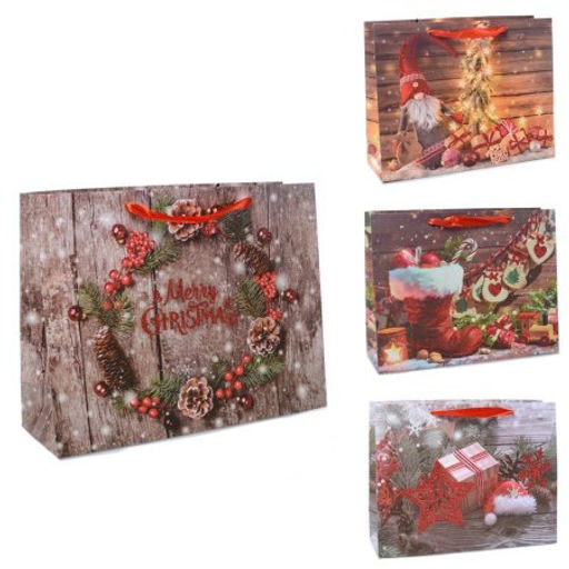 Цена за 12 шт. Пакет подарочный 26х32х10 / 362-61-M /уп 12/480/Новый год - Галеонтрейд фото 2