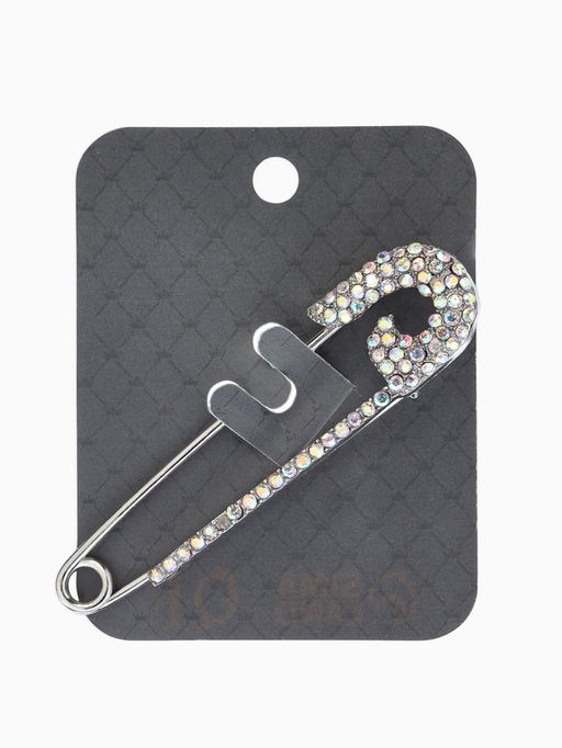 Булавка «Вензель» L=7 см, радужная в серебре