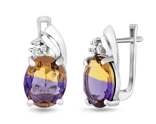 Серьги, аметрин выращ., Манон