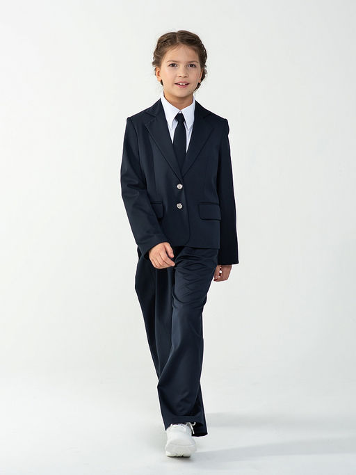 Синий школьный пиджак для девочек Mooriposh, модель 0717