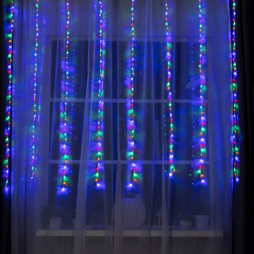 Гирлянда Водопад 2?1.5 м, IP20, прозрачная нить, 400 LED, свечение мульти, 8 режимов, 220 В - Luazon lighting фото 2