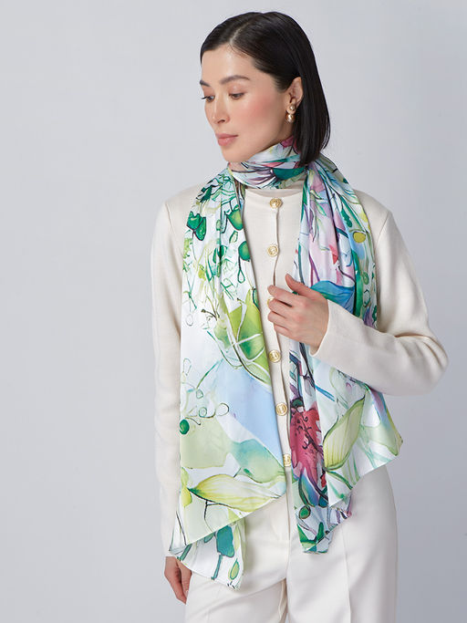 Большой, мягкий, тонкий и очень нежный двусторонний палантин с рисунком - Tantino фото 4