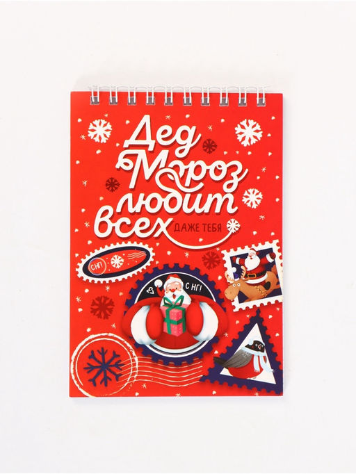 Подарочный набор новогодний, 16 ручек, 16 открыток, 16 блокнотов