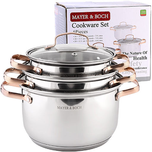 40457 Набор кастрюль 2л+2,8л+3,8л нерж/ст с зол.ручками MB(х4) - Mayer&boch фото 4