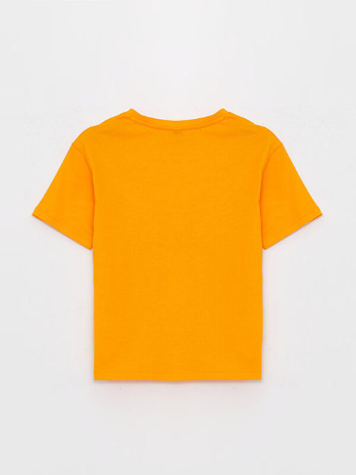 Bisiklet Yaka Bask?l? K?sa Kollu K?z ?ocuk Ti??rt - Waikiki фото 2