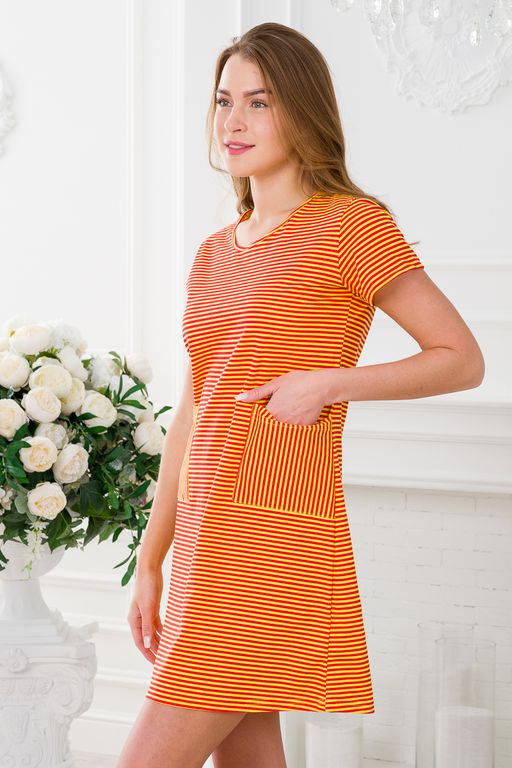 Туника женская из кулирки Руслана красная полоса на жёлтом - Амадэль фото 22