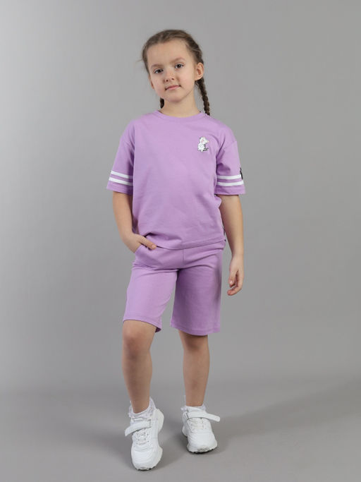 CRB wear / CSKG 90286-45-432 Комплект для девочки (футболка, шорты),сиреневый/Ex.Cherubino