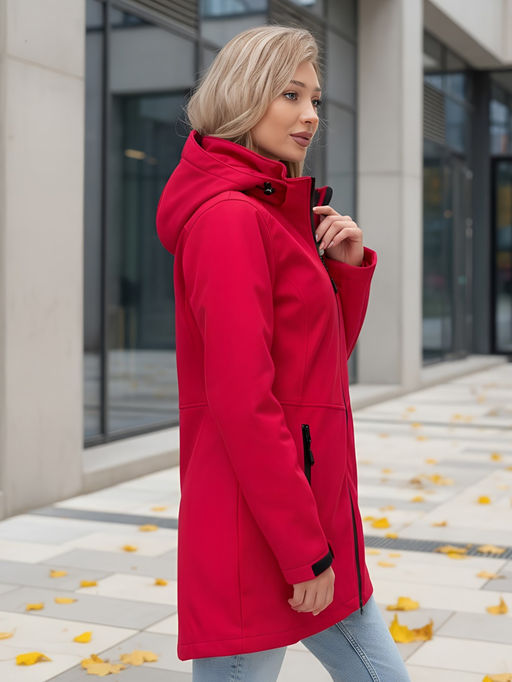 Парка спортивная женская с капюшоном softshell красного цвета 9568Kr - Mtforce фото 33