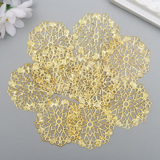 Цена за 10 шт. Декоративный элемент "Узор", цвет золото d-3,5