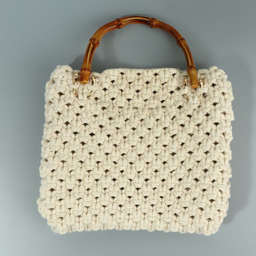 Ручка для сумки, бамбук, с полукольцами, 13.5×10.5 см, цвет бежевый/золотой