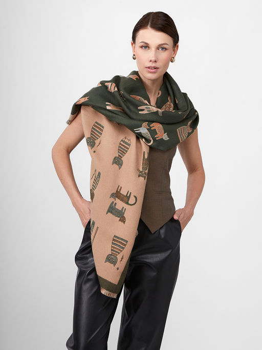 в составе ШЕРСТЬ и КАШЕМИР Большой, мягкий, теплый однотонный двусторонний палантин. - Tantino фото 5