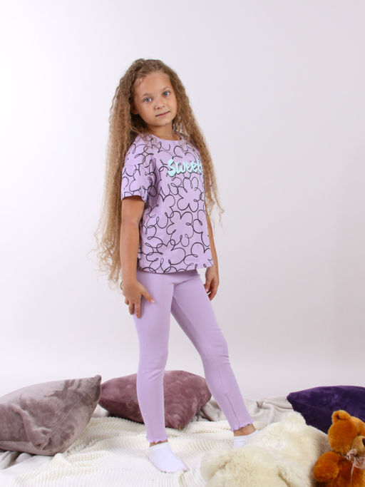 CRB wear / CWKG 50193-45 Пижама для девочки (футболка, брюки),лаванда/Ex.Cherubino  фото 4