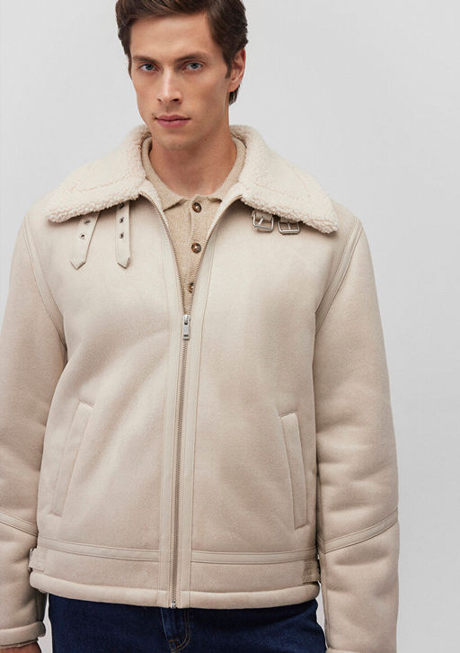 Beyaz Suni Deri Ceket - Mavi фото 3