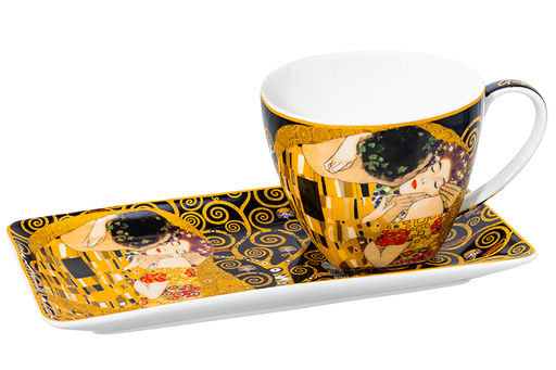 Чашка 250 мл с блюдцем для десерта 20*10*2 см Поцелуй на черном, NEW BONE CHINA - Elan gallery фото 5