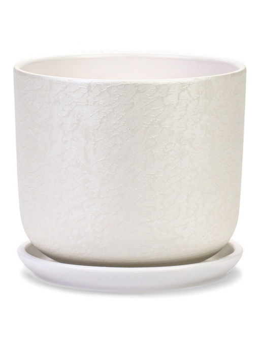 Горшок цветочный с поддоном 3 л, d18/h15,5 см белый керамика, "Перл" (М)