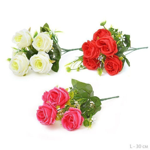 Цветок искусственный Роза кустовая 30 см / WH-25 /уп 300/1200/ (Белый) - Галеонтрейд фото 3