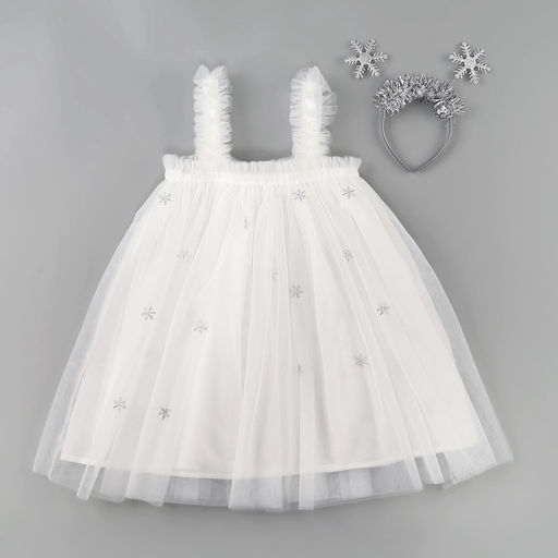 Карнавальный костюм новогодний «Снежинка», платье, ободок, рост 116-122 см